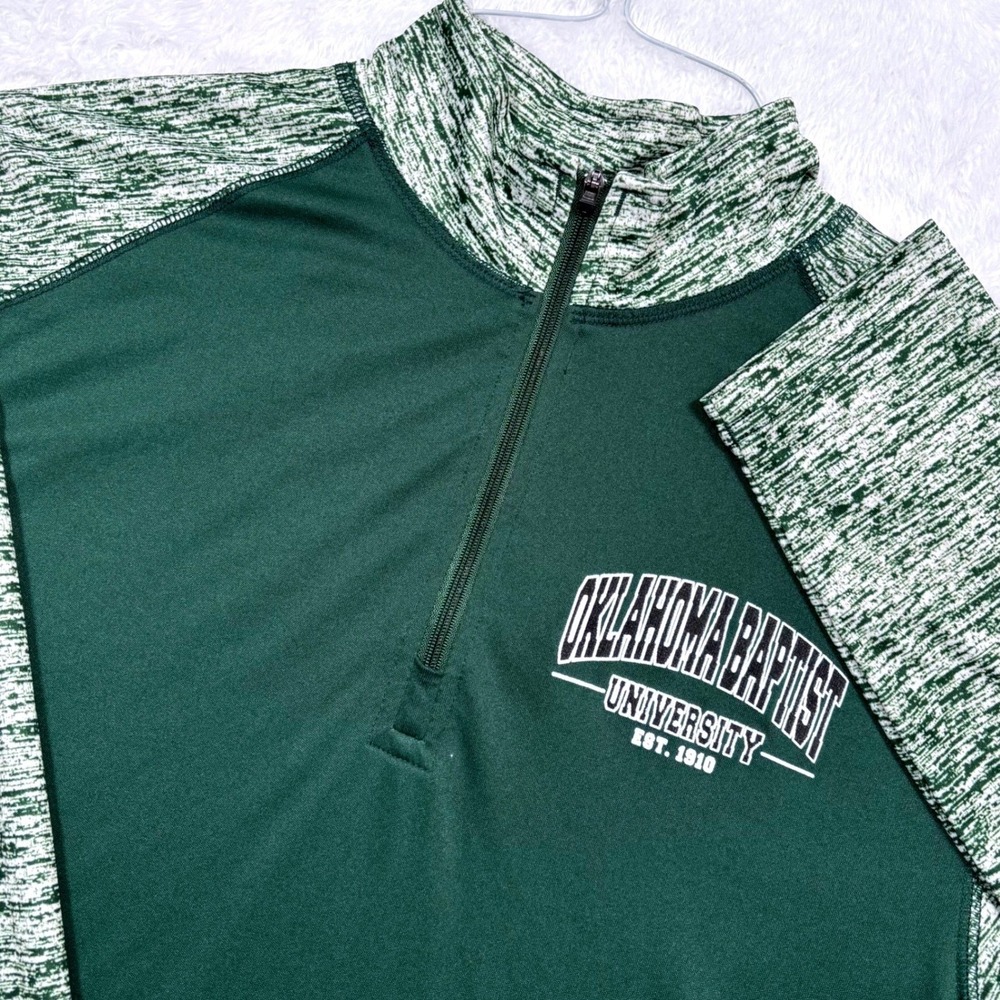 OBU Oklahoma Baptist University 1/4 Zip Pullover Men S (FIT XS)Green Performance